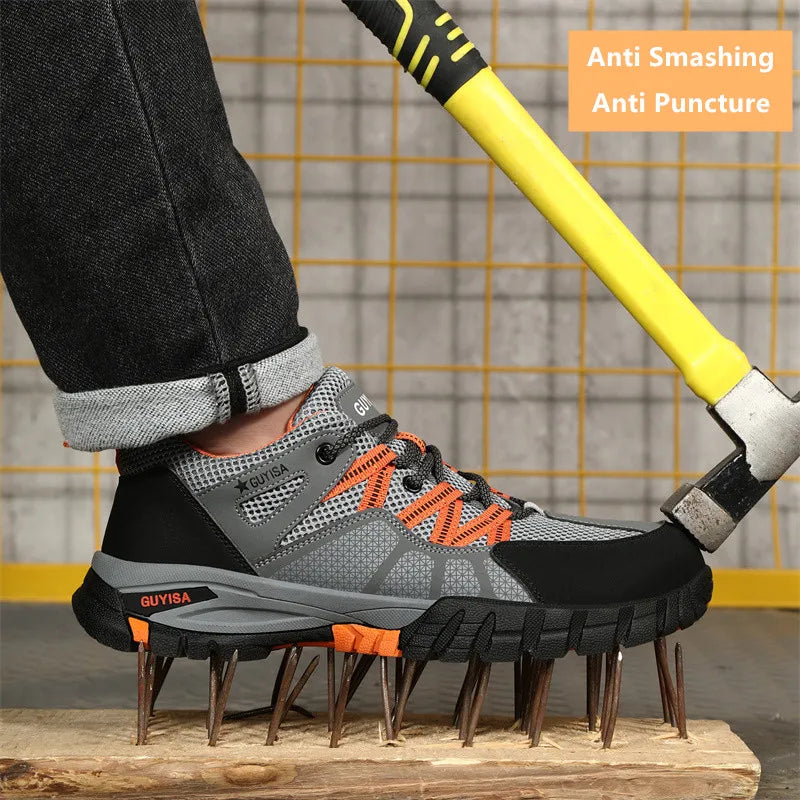Work shoes with steel toe anti puncture work safety sneakers work man safety shoes anti-slip boots indestructible shoes for men