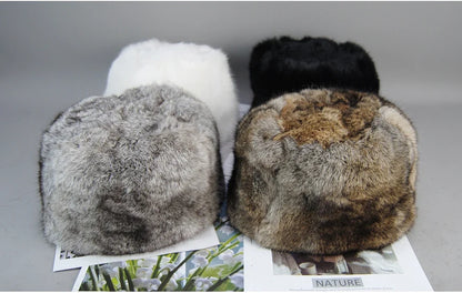 2026  Unisex Winter Russian Outdoor 100% Genuine Rabbit Fur Caps Warm Real Rabbit Fur Bomber Hat Natural Quality Rabbit Fur Hats