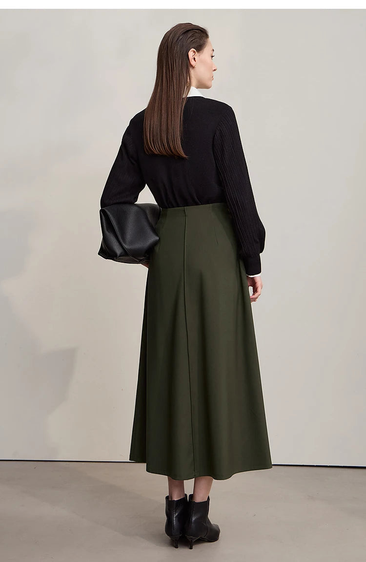 Women's Skirt 2025 Spring New Minimalist Solid Color Loose Skirts For Women Medium To Long Versatile A-shaped Skirt12524019