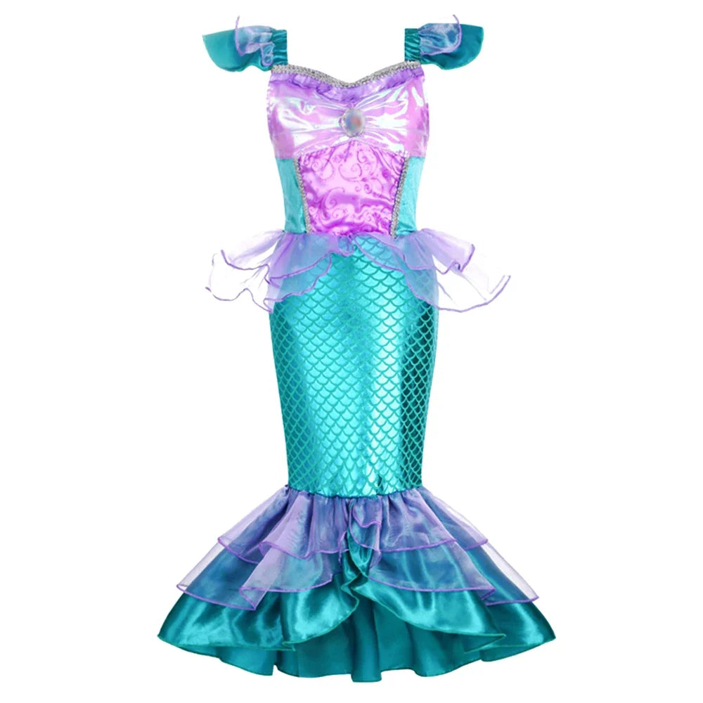 Mermaid Costume for Girls Fancy Party Carnival Birthday Dress Cosplay Halloween Princess Dress
