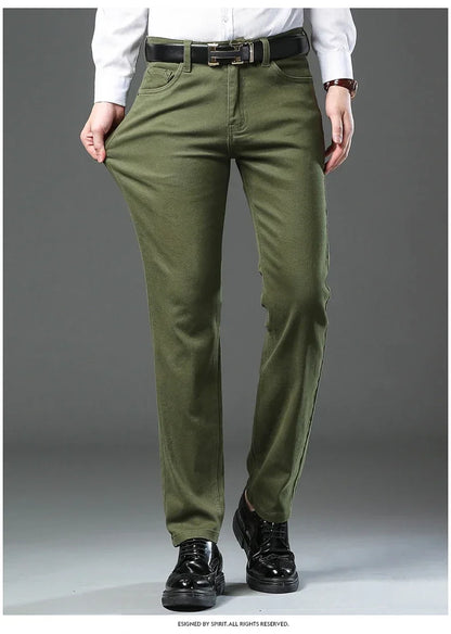 Spring Autumn Fashion Brown Business Casual Stretch Denim Pants Male Brand Trousers Men's Clothing Slim Jeans Plus Size 28-44