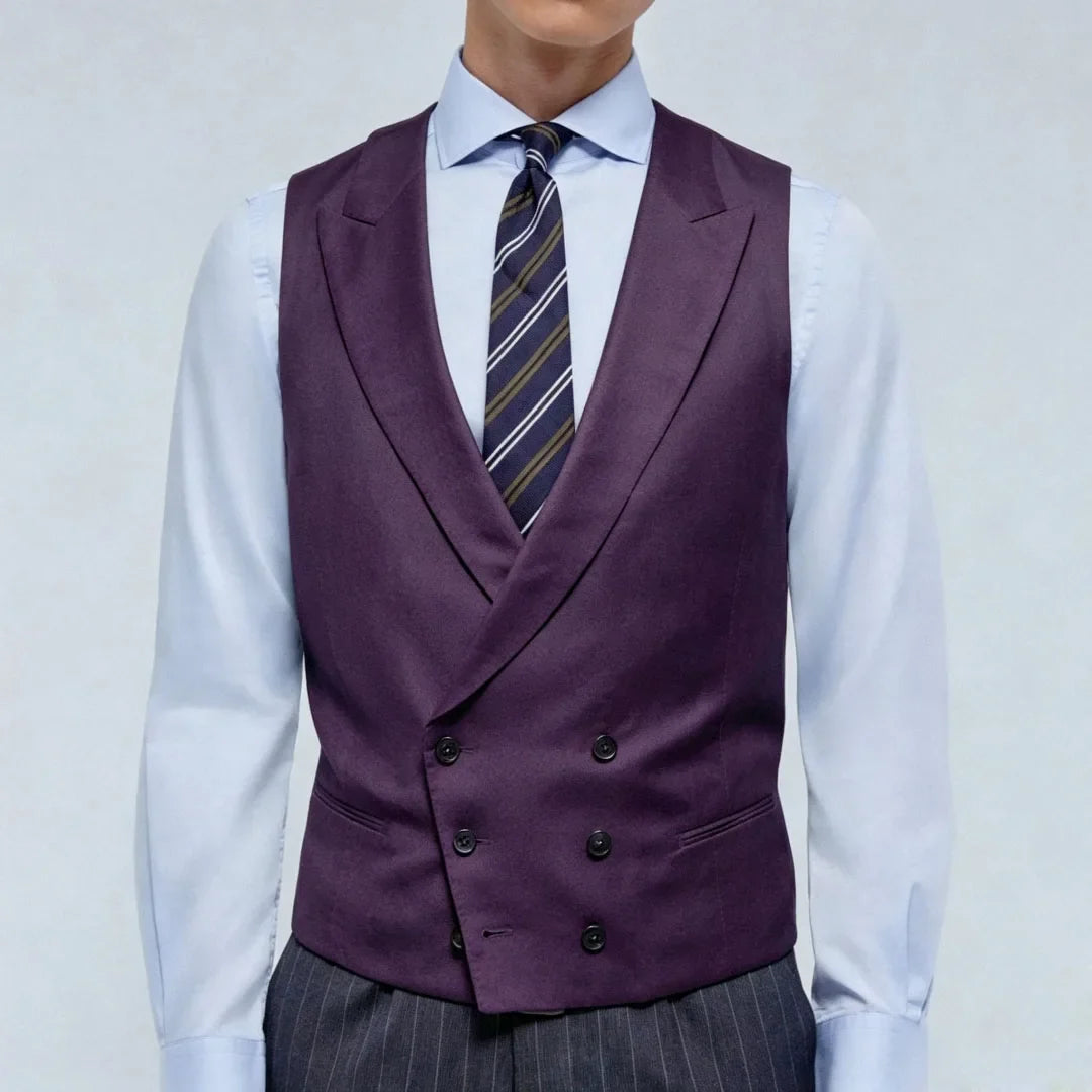 Men Vest Pink Double Breasted With Lapel Solid Waistcoat For Wedding Banquet Business Work Office Casual Daily Men Suit Vest