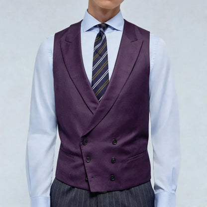 Men Vest Pink Double Breasted With Lapel Solid Waistcoat For Wedding Banquet Business Work Office Casual Daily Men Suit Vest