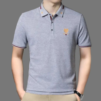 100% Cotton high-End Brand Men's Summer Exquisite Embroidery Short Sleeved Polo Shirt Trend Casual Lapel T-Shirt Men's Clothing