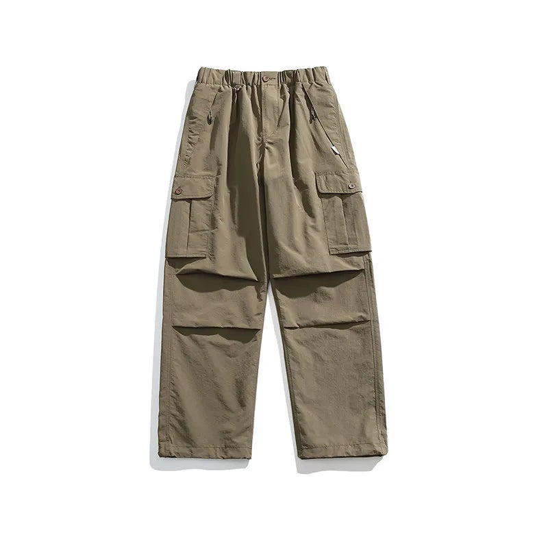 Mens Womens Spring Summer Lightweight Quick Dry Baggy Loose Paratrooper Cargo Pants Outdoor Techwear Multi Pocket Streetwear