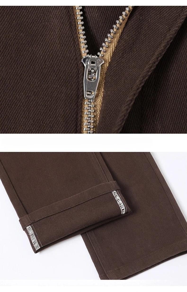 Wine Red Jeans Men Fashion Casual Classic Style Business Straight Slim Fit Trousers Male Advanced Pants 6 Colors Plus Size 28-44