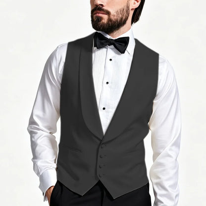 Men Vest Ivory With Lapel Single Breasted Solid Waistcoat For Wedding Banquet Business Work Office Casual Daily Men Suit Vest