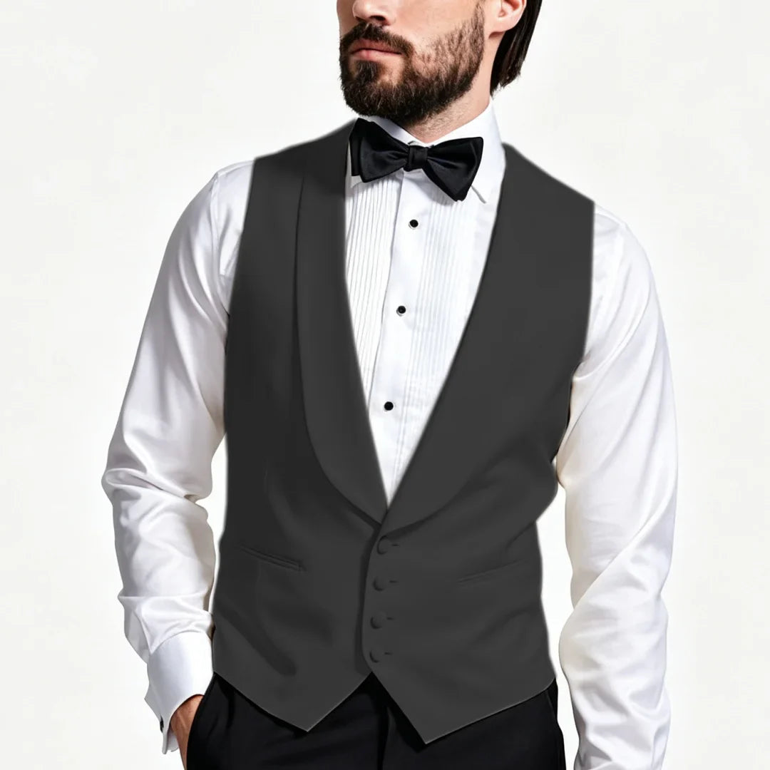 Men Vest Ivory With Lapel Single Breasted Solid Waistcoat For Wedding Banquet Business Work Office Casual Daily Men Suit Vest