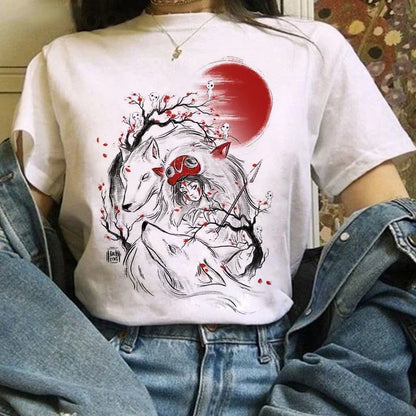Japanese Anime T Shirts Women T-shirts Harajuku Ullzang T-shirt Cartoon Aesthetic Vintage Shirts for girls 90s Top Tees