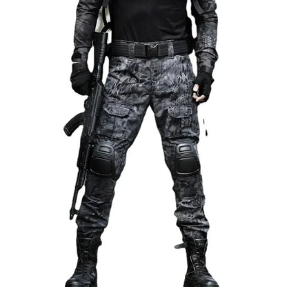 Men's Fashion Outdoor Hiking Overalls Pants Camouflage Tactical Pants Hunting Uniform Fighting Multi-Pocket Trousers