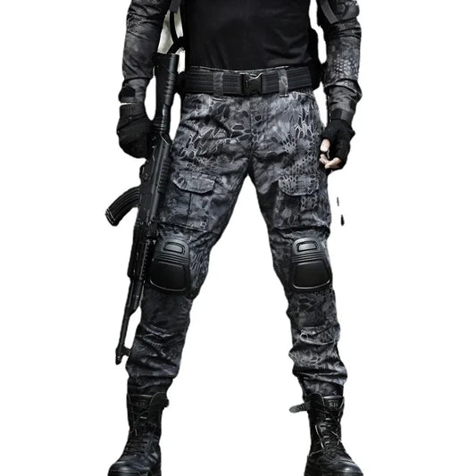 Men's Fashion Outdoor Hiking Overalls Pants Camouflage Tactical Pants Hunting Uniform Fighting Multi-Pocket Trousers