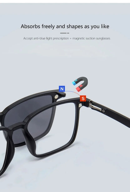 Flip-up Magnetic Clip-on Prescription Glasses Men Women TR90 Polarised Myopia Sunglasses Night Vision Reading Glasses 2191