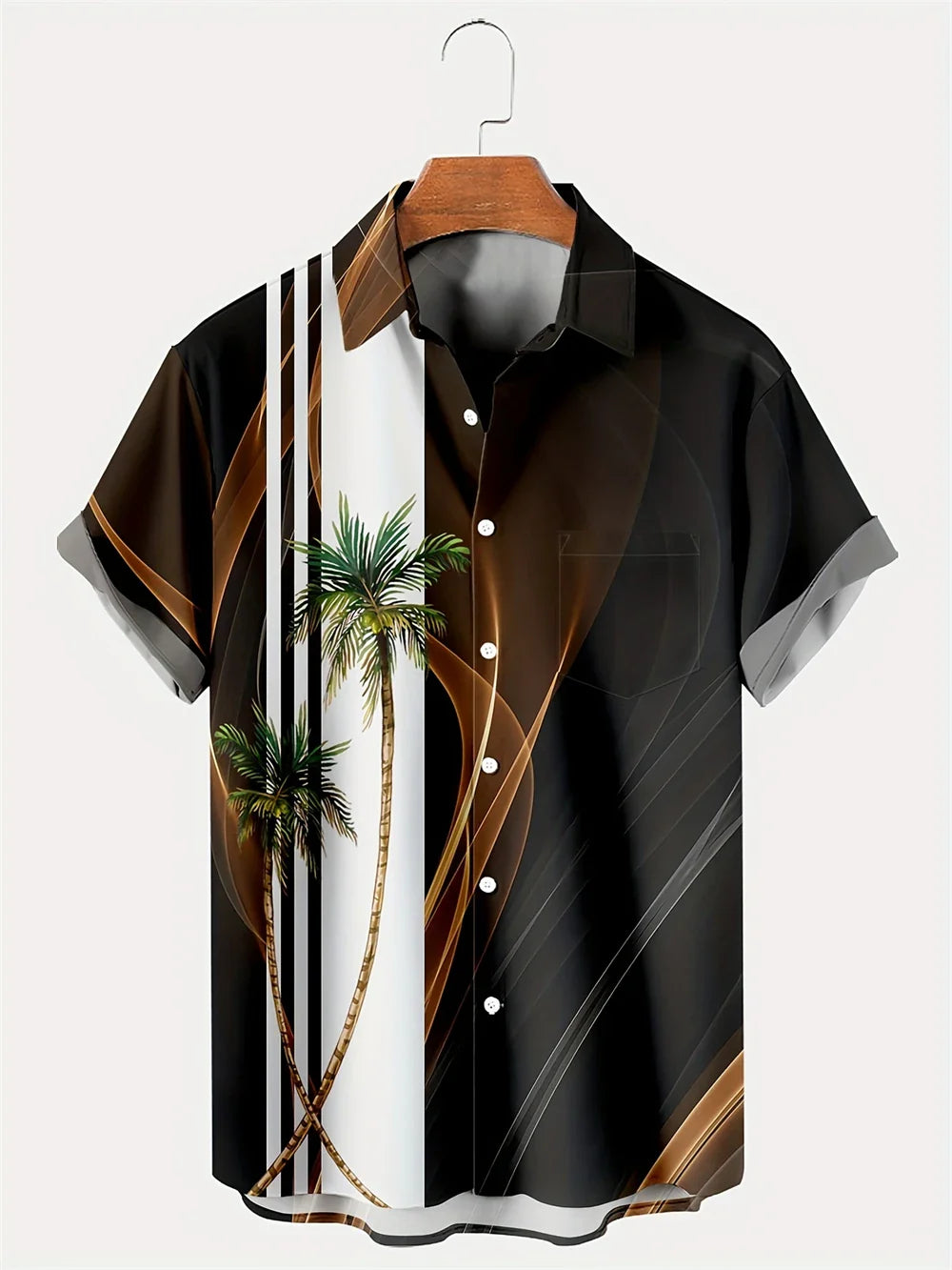 Hawaiian Shirt Man 3D Coconut Tree Gradient Pattern Casual Shirt Harajuku Fashion Oversized Top Funny Print Pink Men's Clothing