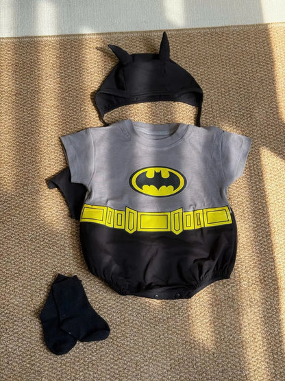 Ins South Korean Super Hero Baby Clothes Set 2025 Summer Onesie Boy Girls Romper Newborn Outfit 100% Cotton with hat