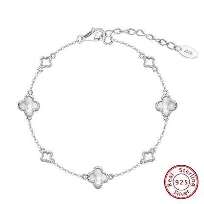 925 Silver Four Flowers Clover Luxury Hollow Clover Chain Necklace Banquet Party Gift Neck Jewelry Accessories GMN61