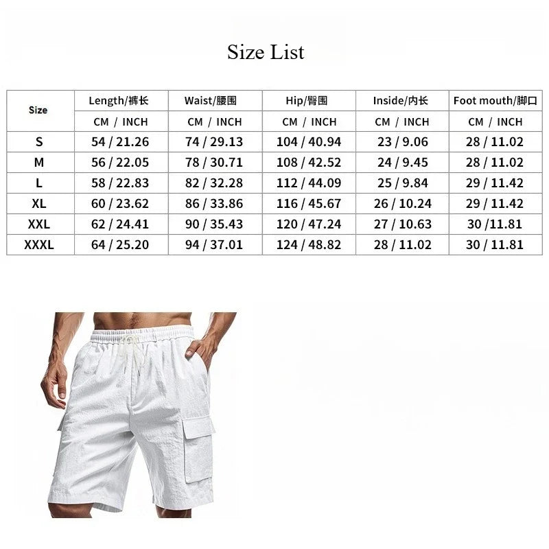 Casual Shorts Men Pants Men Sweatpants Joggers Fitness Clothing Multi-Pocket Work Shorts Relaxed-Fit Linen Pantaloncini Uomo