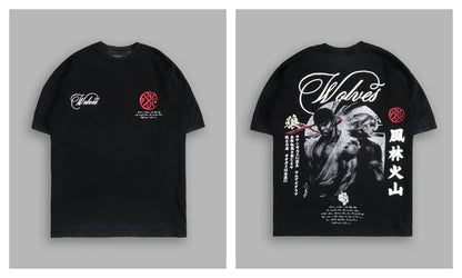 WOLVES CLUB STABILITY "PREMIUM" OVERSIZED TEE IN BLACK Summer Men's and Women's T-shirt Fashion Loose Printed Tops
