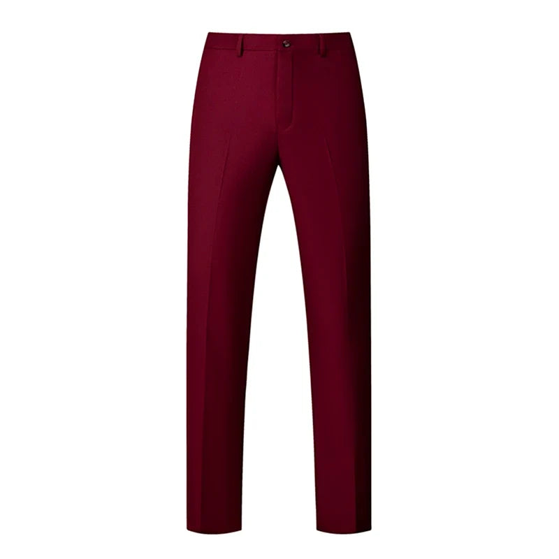 2026 New Men's Rose Red Trousers, Asian Size Blue Formal Pants, Black Pantalon Hombre.