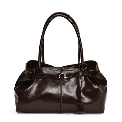 2025 New PU Leather Tote Bag Slouchy Hobo Handbag Fashion Shoulder Bag Large Top Handle Bag for Women Work Shopping Travel