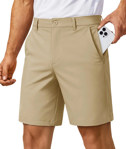 Men’s 7” Golf Shorts Lightweight Stretch Quick Dry Wrinkle Resistant Hidden Zipper Ball Pocket Travel Shorts Versatile