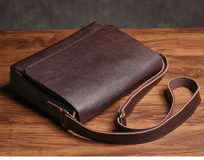 Men's High Quality Genuine Leather Shoulder Bag Vintage Flap Crazy Horse Cowhide Messenger Bag Daily Casual Crossbody Bags