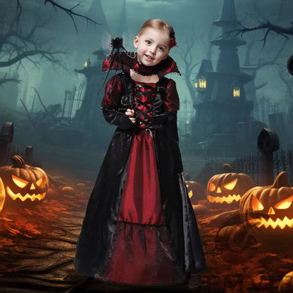 Girls Halloween Vampire Costume Adult Vampiress False Teeth Stickers Role Play Carnival Party Cosplay Outfits for Women