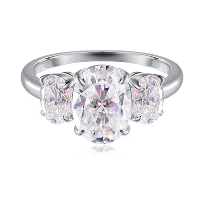 Certified 2CT 4CT Oval Cut All Moissanite Rings for Women Bride Wedding Bands Lab Diamond Gift 100% 925 Sterling Silver