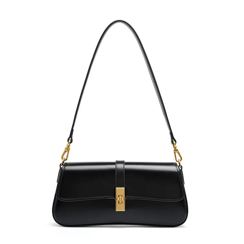 underarm cowhide Genuine leather handbags women vintage shoulder bag female crossbody bags luxury high quality 2025