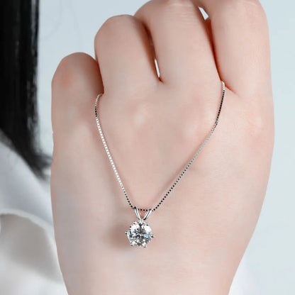Certified Multi-size Round Moissanite Solitaire Pendant Necklaces 925 Sterling Silver Necklace For Women Jewellry Gifts