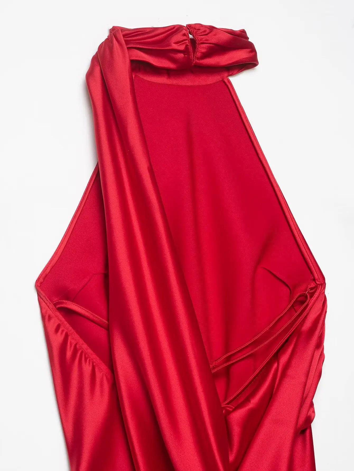 Women Halter Neck Sleeveless Backless Sexy Long Dress Summer Fashion Lace Splicing Decorative Hem Slit Solid Evening Dress
