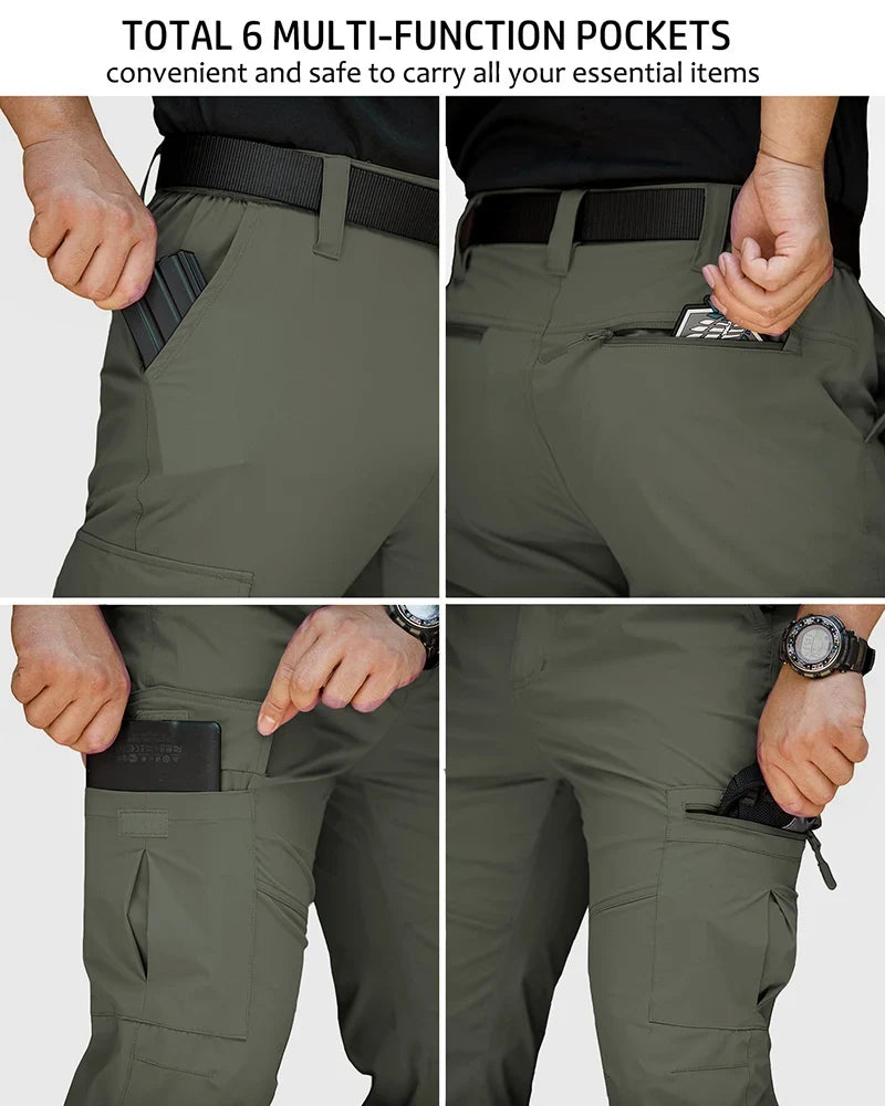 Men’s Lightweight Hiking Pants Quick Dry Water Resistant Tactical Work Outdoor Fishing Cargo Trousers