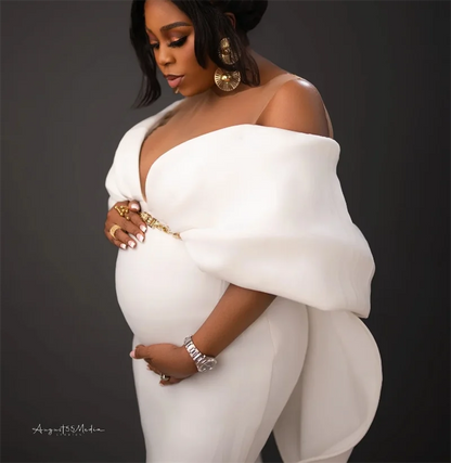 White Wrap Women Pregnant Wedding Prom Dress Sexy Off Shoulder Elegant Mermaid Maternity Bridal Evening Gown Customized Robe
