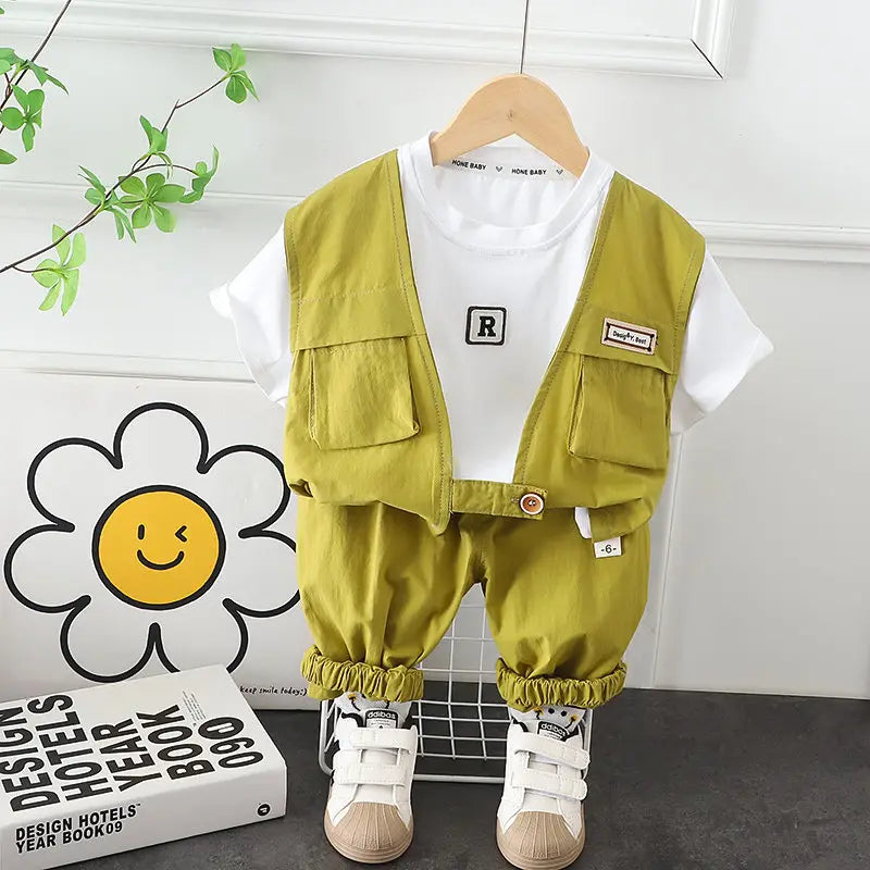 New Summer Baby Clothes Suit Children Boys Girls Gentleman T Shirt Shorts 2Pcs/Set Toddler Casual Clothing Infant Kids Tracksuit