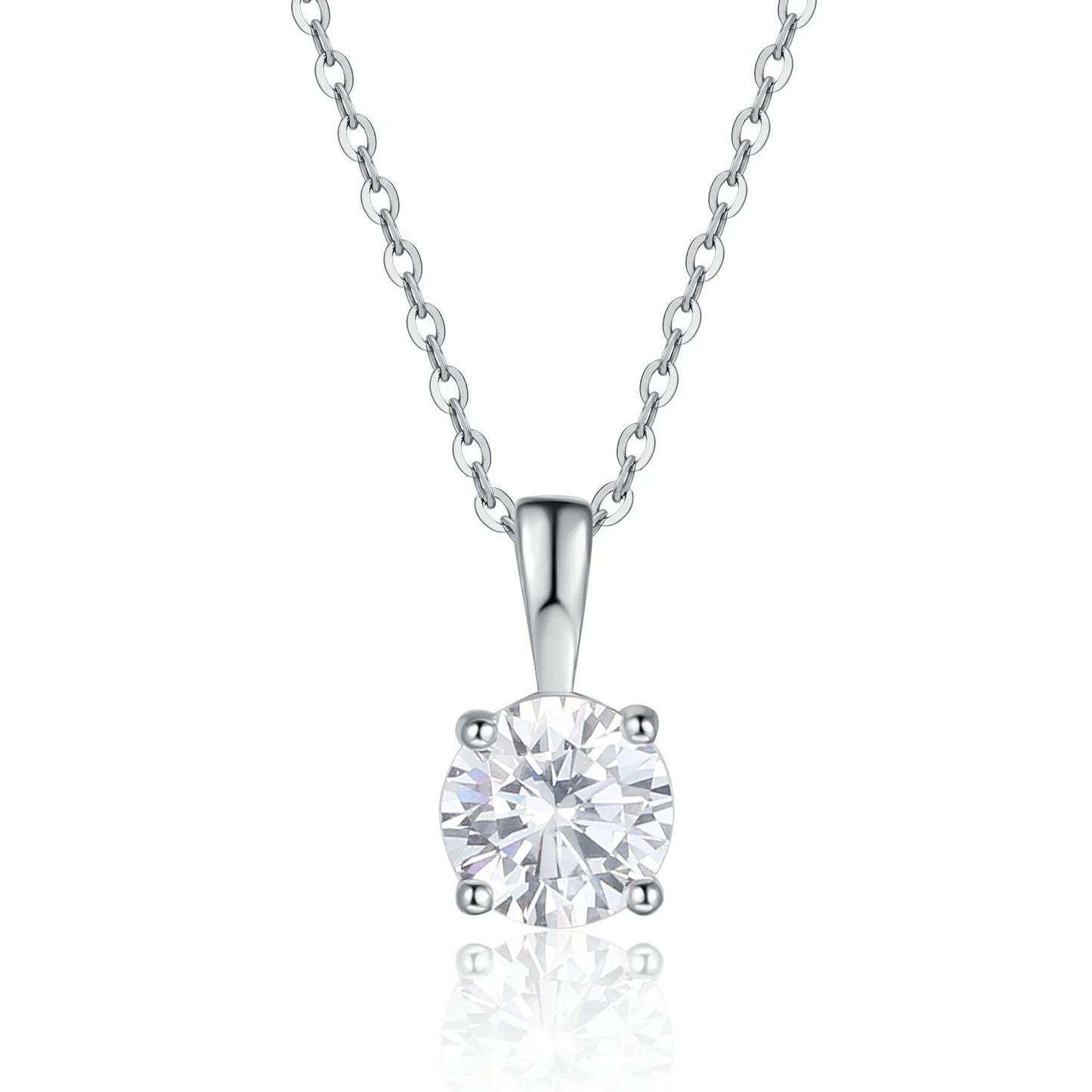 1ct Moissanite Pandent Necklace s925 Sterling Silver Plated 18k Box Chain Dainty Necklaces for Women Fine Jewelry Gift