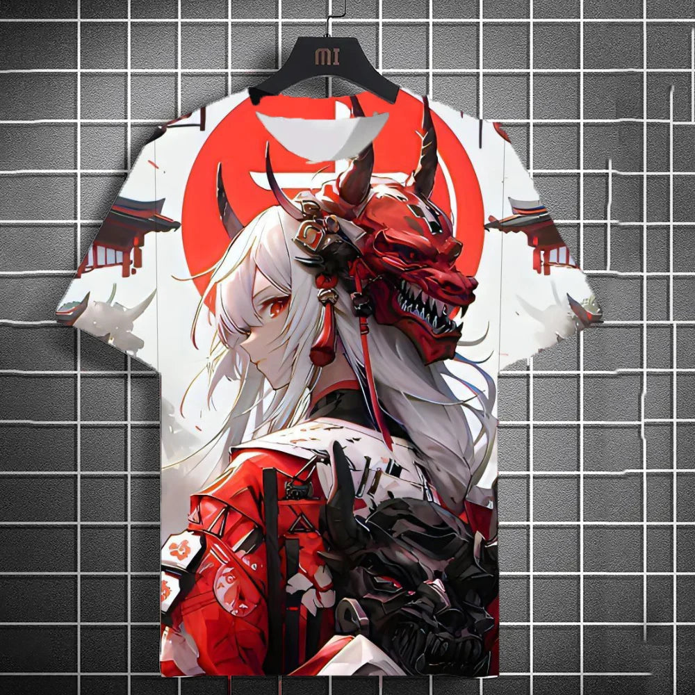 Japanese Style Samurai Katana Girl T-Shirts 3D Print Personality Anime T shirt Men/Women Short Sleeve Top Fashion Men's Clothes
