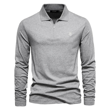 Brand Long Sleeve Men's Polo Shirts 100% Cotton Solid Color Casual Polo Shirts for Men New Sping Autumn Basic Polos Men