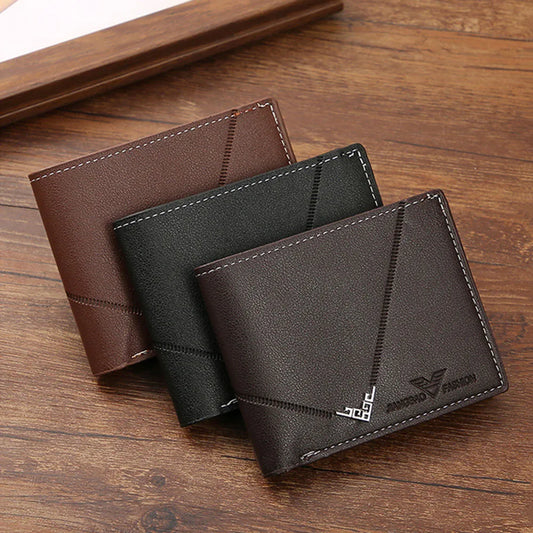 Porte-cartes en cuir texturé litchi pour hommes, petit porte-monnaie, portefeuille, style professionnel, porte-billets, porte-cartes multi-compartiments en patchwork