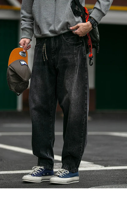 American Vintage High Quality Denim Cargo Pants Men Clothing Streetwear Loose Skate Jeans Harajuku Casual Harem Trousers Male