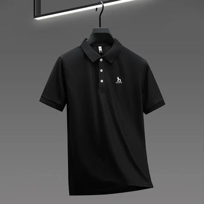 New Men's High End Brand Lape Short Sleeved Polo Shirt Summer Fashion Letter Print T-Shirt Casual Business Office Men's Clothing