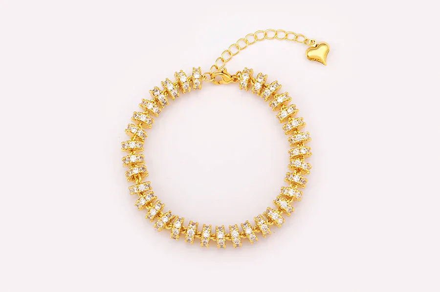 Fashion Gold Plated Chain Bead Bracelet for Women Colorful Crystal Zircon Heart Shape Charm Wedding Party Jewelry Gifts