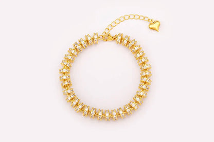 Fashion Gold Plated Chain Bead Bracelet for Women Colorful Crystal Zircon Heart Shape Charm Wedding Party Jewelry Gifts