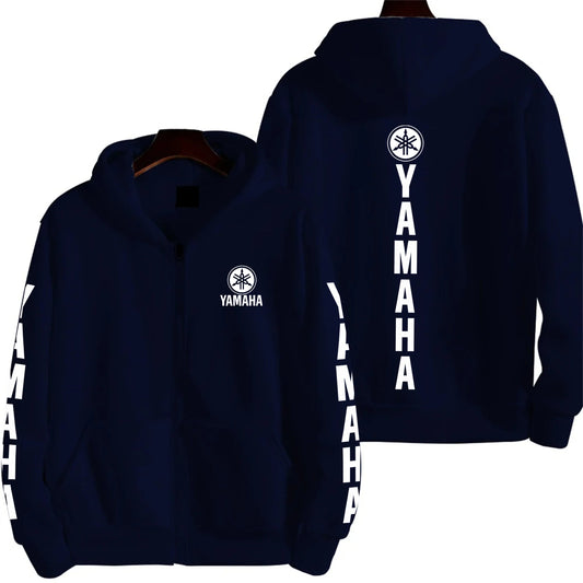 Men's YAMAHA Zipper Hoodie Long Sleeve Motorcycle Racing Printed Hoodie Sportswear Casual Street Couple Jacket with Pocket