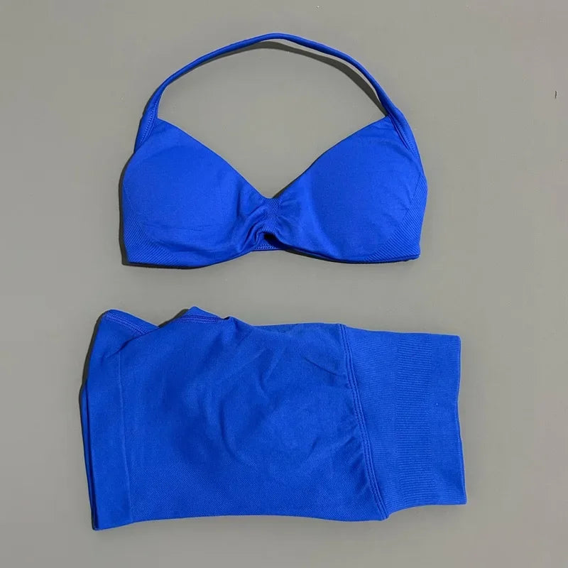 2PCS HISTELLO Sports Seamless Yoga Set Push Up Women Bra Scrunch Butt Lift Leggings Ultra Soft Comfort Yoga Workout Wear