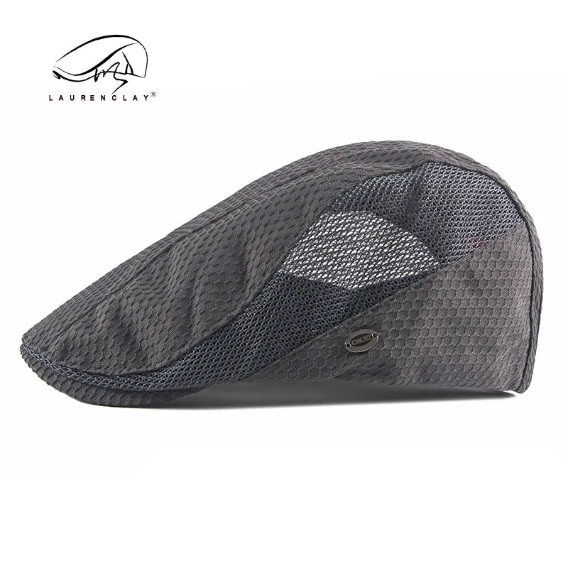 Men Women Breathable Mesh Summer Hat Newsboy Beret Ivy Cap Cabbie Flat Cap Adjustable Vintage Style