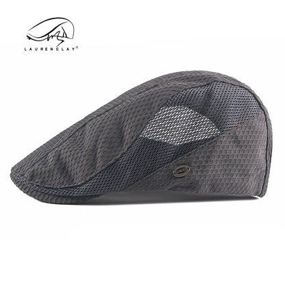Men Women Breathable Mesh Summer Hat Newsboy Beret Ivy Cap Cabbie Flat Cap Adjustable Vintage Style