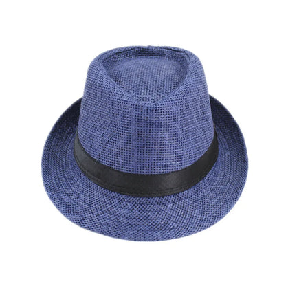Summer Fedoras for Men Middle old aged Cap Linen Panama Solid  Jazz Hat Cowboy  Men's Women's  British Party Sun Hat