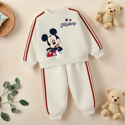 2026 Spring Cartoon Printed Children's Casual Sweatshirts Sets Boys O Neck Hoodies Long Pant Two Piece Suit Girls Tracksuit New