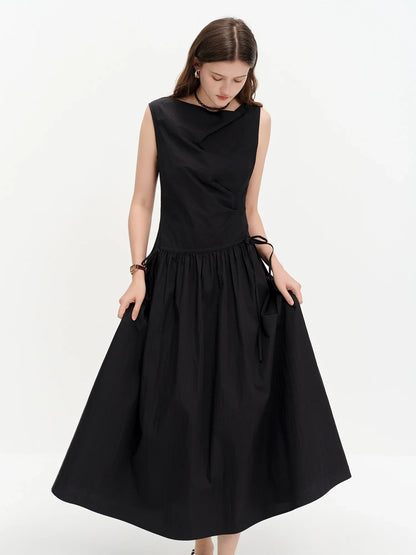 2026 Summer Women One Shoulder Asymmetrical Sleeveless Dress Plaid Check Midi Dress for Rebellious Prep & Vacation Style