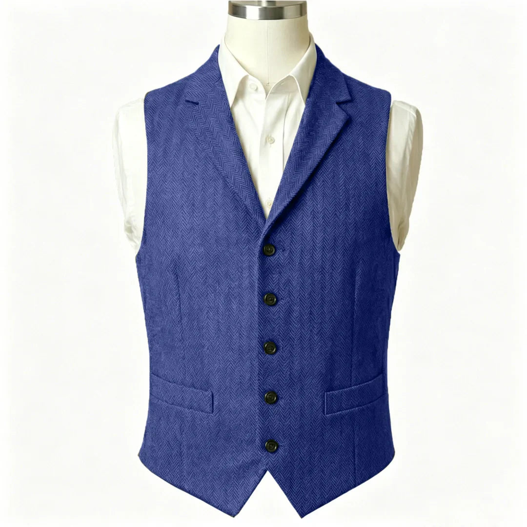 Men Vest Army Green Herringbone Single Button With Lapel Waistcoat For Wedding Business Office Work Daily Casual Men Suit Vest