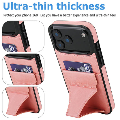 Foldable Kickstand Leather Phone Case For iPhone 17 Pro Max 16 Plus 15 14 13 12 Protective Credit Card Slots Kickstand Cover